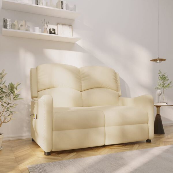 vidaXL Masažni dvosjed od tkanine krem