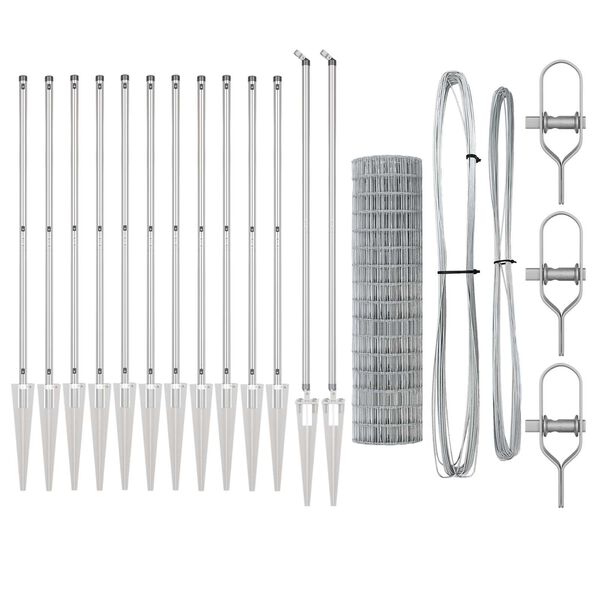 vidaXL Ograda s postovima Srebrno 1,2 x 25 m Čelik