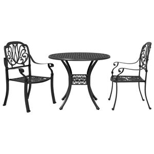vidaXL 3-dijelni bistro set crni od lijevanog aluminija