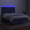 vidaXL Krevet box spring s madracem LED plavi 140x190 cm od tkanine