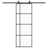 vidaXL Klizna vrata s priborom crna 76 x 205 cm od ESG stakla