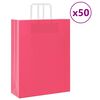 vidaXL Papirnate vrećice 50 kom s ručkama ružičaste 32x12x42 cm