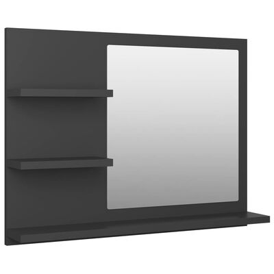 vidaXL Kupaonsko ogledalo sivo 60 x 10,5 x 45 cm konstruirano drvo
