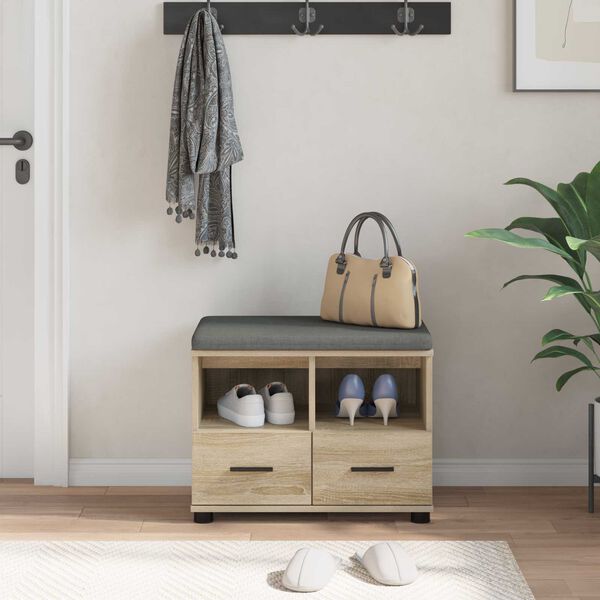 vidaXL Klupa za hodnik s jastukom Sonoma hrast 60 x 38 x 46 cm