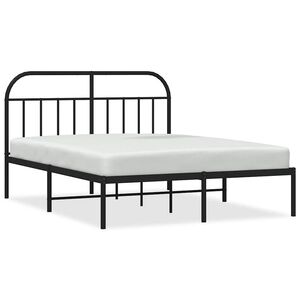 vidaXL Metalni okvir za krevet s uzglavljem crni 135x190 cm