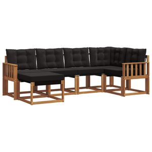 vidaXL Set vanjskih sofa s jastukom 6 pcs Prirodna i crna