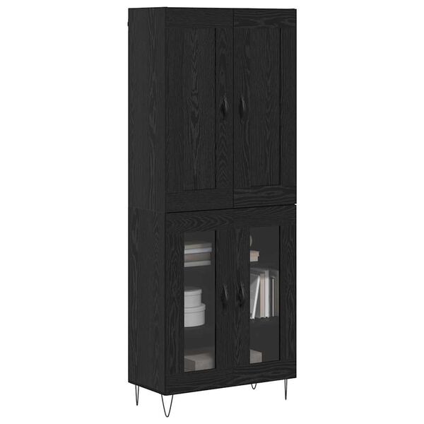 vidaXL Highboard Crni hrast 69,5 x 34 x 180 cm Konstruirano drvo