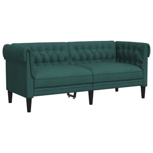 vidaXL Dvosjed Chesterfield tamnozeleni od tkanine