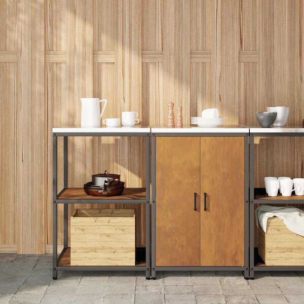 vidaXL Kuhinjski set za pohranu s policom 2 pcs Rđa Otporni čelik