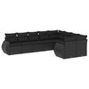 vidaXL 9-dijelni set vrtnih sofa s jastucima crni od poliratana
