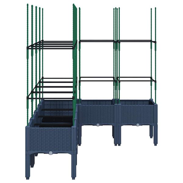 vidaXL Vrtna sadilica s re&scaron;etkom plava siva 120x120x142,5 cm PP