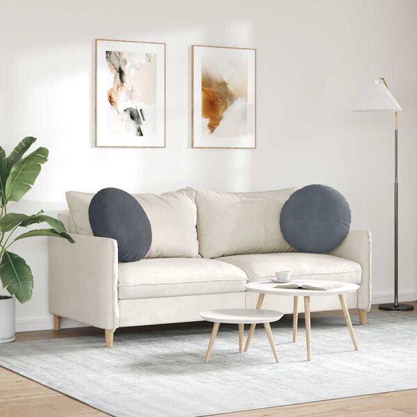 vidaXL Jastučići za sjedenje 2 pcs Tamno siva Ø 40 x 13 cm Baršun