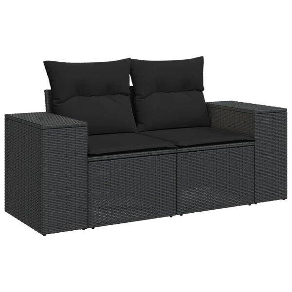 vidaXL 10-dijelni set vrtnih sofa s jastucima crni od poliratana
