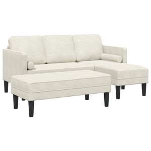 vidaXL Set sofe s jastukom 2 pcs Krema Poliester