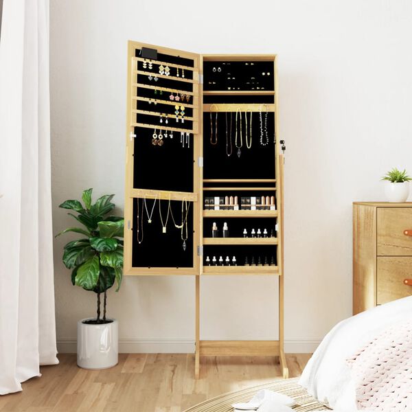 vidaXL Ormarić za nakit s ogledalom i LED svjetlima samostojeći