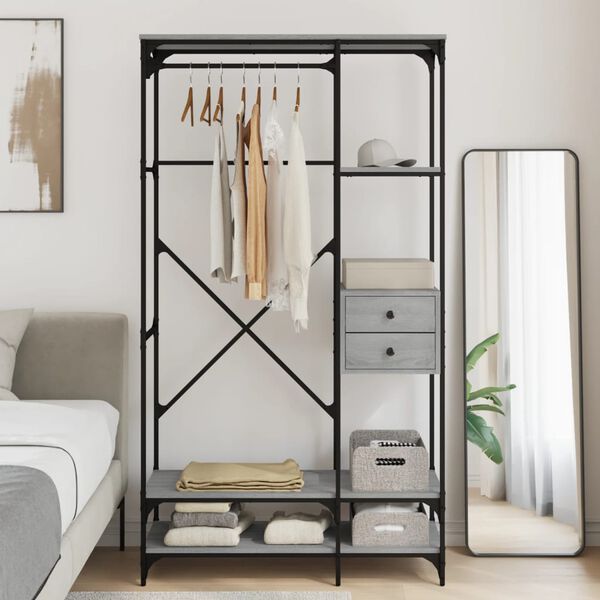 vidaXL Ormar s ladicama sivi hrast 100x40x180 cm konstruirano drvo