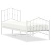 vidaXL Metalni okvir kreveta s uzglavljem i podnožjem bijeli 75x190 cm