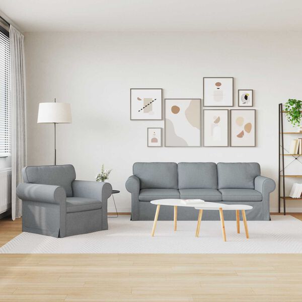 vidaXL Sofa 2 pcs Svijetlo siva 215 x 82 x 80 cm tkanina