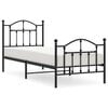 vidaXL Metalni okvir kreveta uzglavlje i podnožje crni 90 x 200 cm