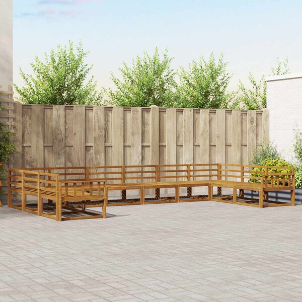 vidaXL Set vanjskih sofa 10 pcs Prirodna Čvrsto drvo akacije