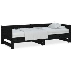 vidaXL Dnevni ležaj na izvlačenje 2x(90x200) cm crni od borovine