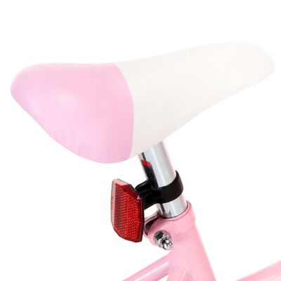 vidaXL Dječji bicikl s prednjim nosačem 14 inča bijelo-ružičasti