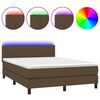 vidaXL Krevet box spring s madracem LED tamnosmeđi 140x190 cm tkanina