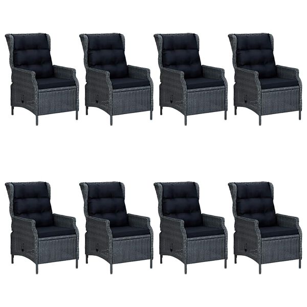 vidaXL 9-dijelni vrtni blagovaonski set tamnosivi