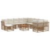 vidaXL Set vanjskih sofa 12 pcs Prirodna i krema bijela Poliester