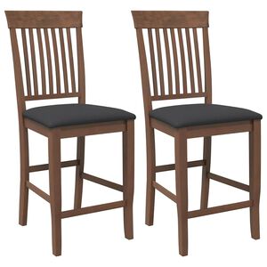 vidaXL Barske stolice s jastucima 2 kom. Smeđe puno drvo guma