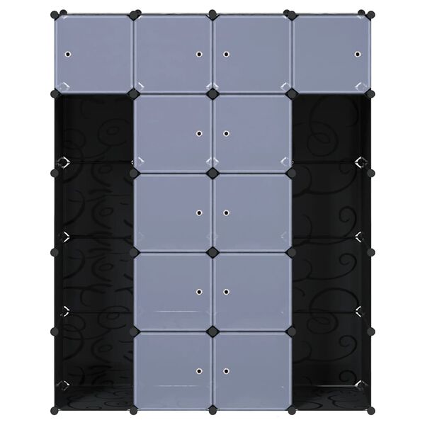 vidaXL Modularni ormarić s 14 pretinaca crno-bijeli 37x146x180,5 cm