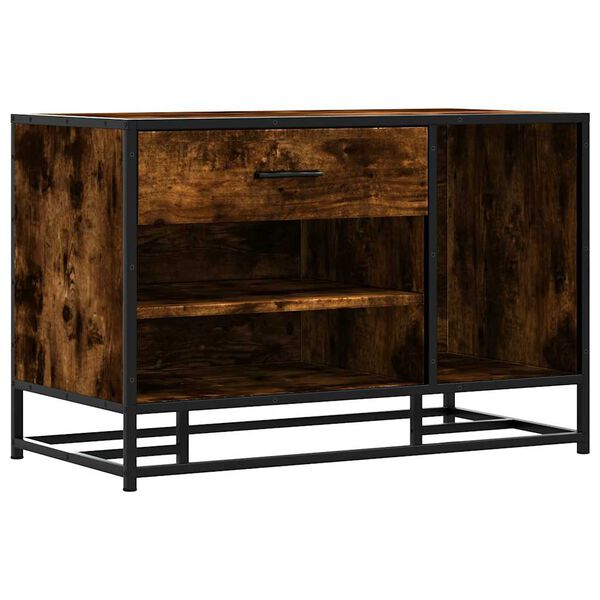 vidaXL Klupa za cipele dimljeni hrast konstruirano drvo i metal