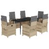 vidaXL 7-dijelni vrtni blagovaonski set od poliratana s jastucima bež