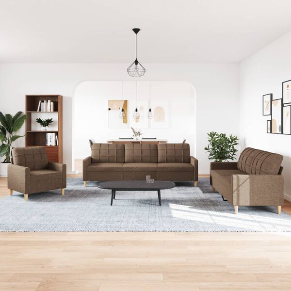 vidaXL 3-dijelni set sofa smeđi od tkanine