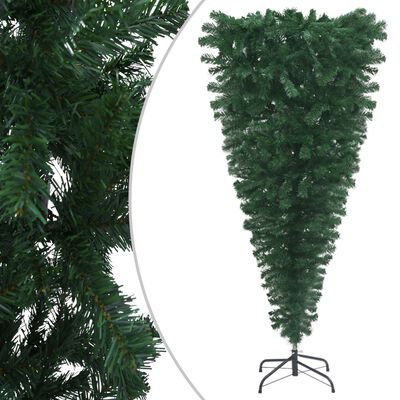 vidaXL Naopako umjetno osvijetljeno božićno drvce zeleno 120 cm
