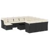 vidaXL 13-dijelni set vrtnih sofa s jastucima poliratan crni
