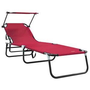 vidaXL Sklopiva ležaljka za sunčanje Crvena 190 x 57 x 81 cm oxford