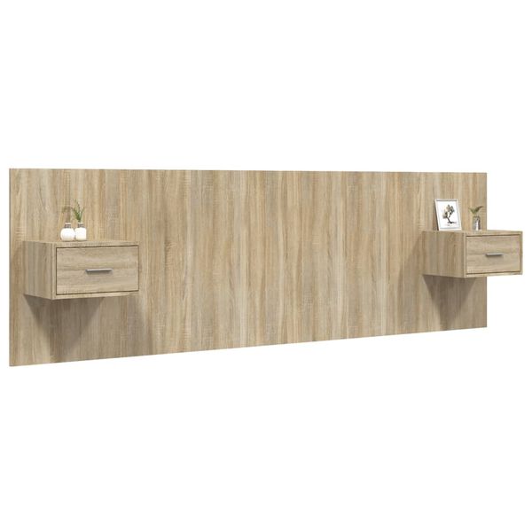 vidaXL Uzglavlje za krevet s ormarićima boja hrasta konstruirano drvo