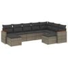 vidaXL 9-dijelni set vrtnih sofa od poliratana s jastucima sivi