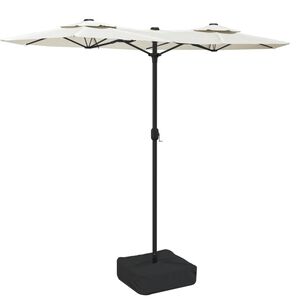 vidaXL Dvostruki vrtni suncobran LED pje&scaron;čano bijeli 316 x 145 cm