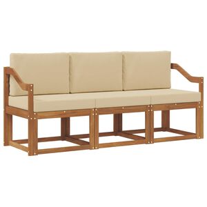 vidaXL Set vanjskih sofa s jastukom 3 pcs Prirodna i bež