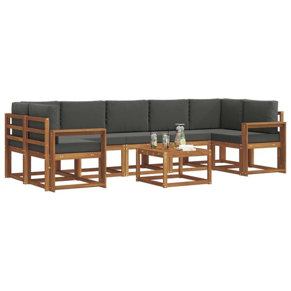 vidaXL Set vanjskih sofa s jastukom 8 pcs Prirodna i antracit