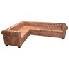 vidaXL Chesterfield kutna sofa za 6 osoba smeđa umjetna koža