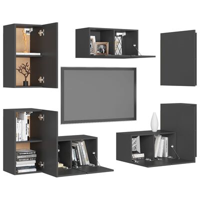 vidaXL 7-dijelni set TV ormarića sivi od iverice