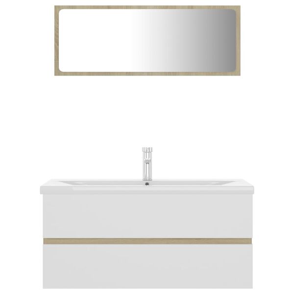 vidaXL Set kupaonskog namje&scaron;taja od iverice bijeli i boja hrasta