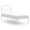 vidaXL Metalni okvir krevet bez madraca s uzglavljem bijeli 75x190 cm