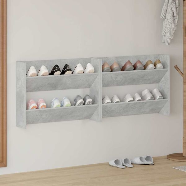 vidaXL Zidni ormarići za cipele 2 kom boja betona 80x18x60 cm drveni