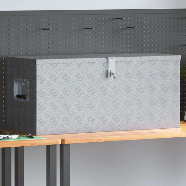 vidaXL Aluminijska kutija 90,5 x 35 x 40 cm srebrna