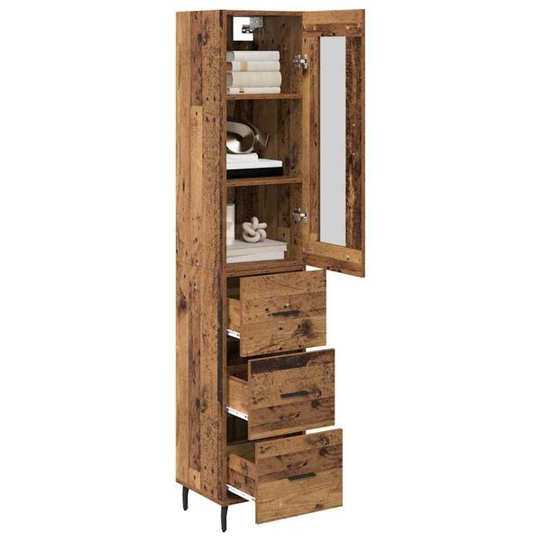 vidaXL Highboard Staro drvo 34,5 x 34 x 180 cm Konstruirano drvo