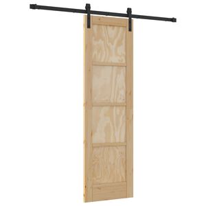 vidaXL Klizna vrata 61 x 198,5 cm Masivna borovina Prirodna i crna